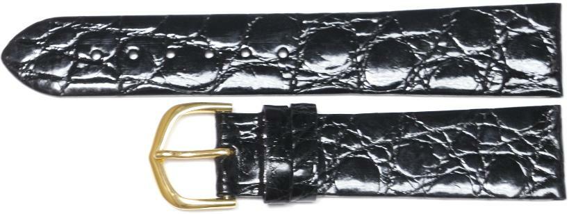 Watch Band  Black Real Crocodile Skin  20MM Regular Length,Flat