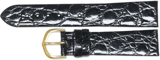 Watch Band  Black Real Crocodile Skin  20MM Regular Length,Flat