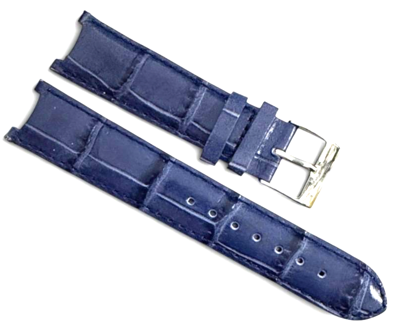 Watch Band Genuine Leather Alligator Grain Blue 20mm High Quality