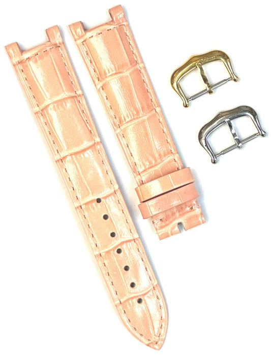 Watch Band For Cartier PASHA Alligator Grain Size 18x16mm L.PINK Color