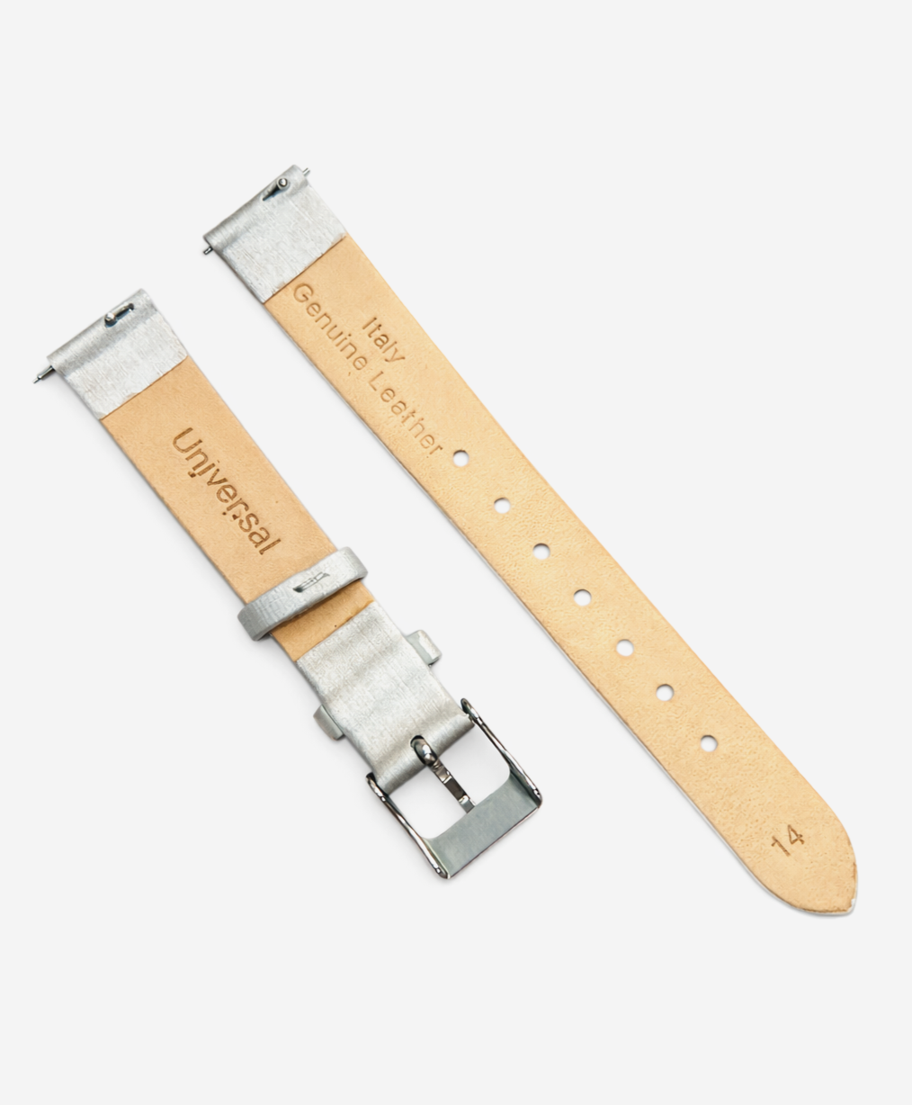 Satin Watch Bands w Quick Release pins Silver (12mm, 14mm, 16mm, 18mm, 20mm)