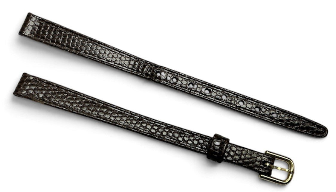 8 Mm BROWN HIRSCH VINTAGE GENUINE LIZARD GRAIN  WATCH BAND