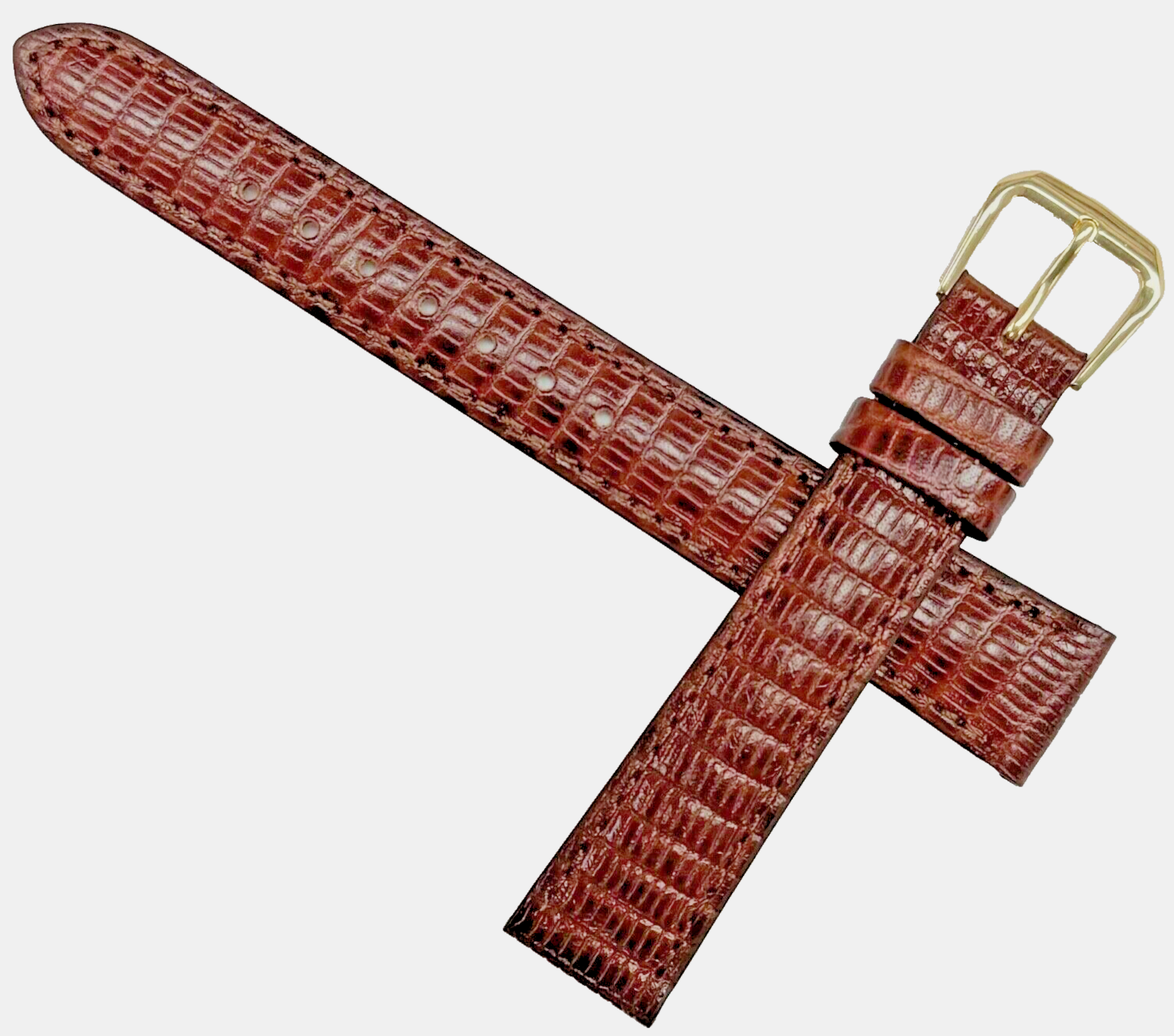 Quality WATCH BAND BROWN GENUINE LEATHER LIZARD GRAIN 16MM 