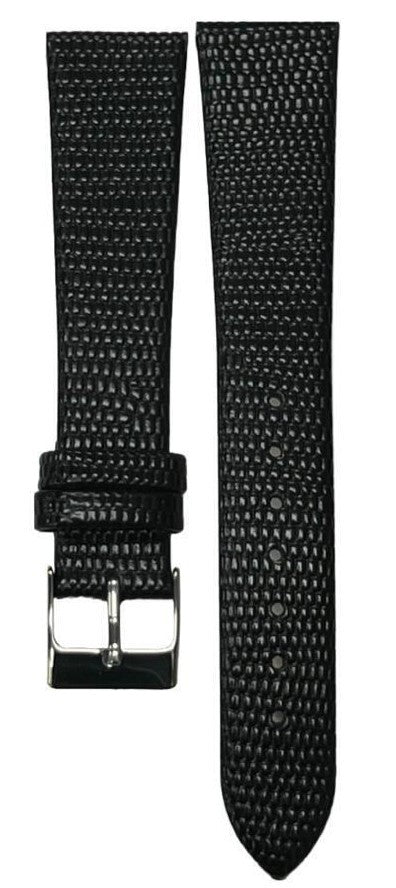Best Quality Watch Bands Genuine Leather Lizard Grain Flat Black 12- 24mm