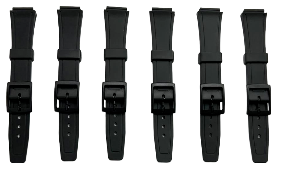 Water Resistant PVC Sliding Watch Band Strap 16mm Fits Casio and Others