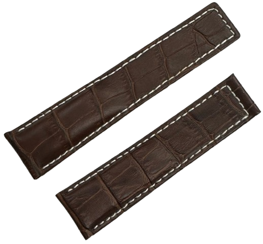 Brown Alligator Style Genuine Leather Band fit to TAG H 22x20m White Stitched