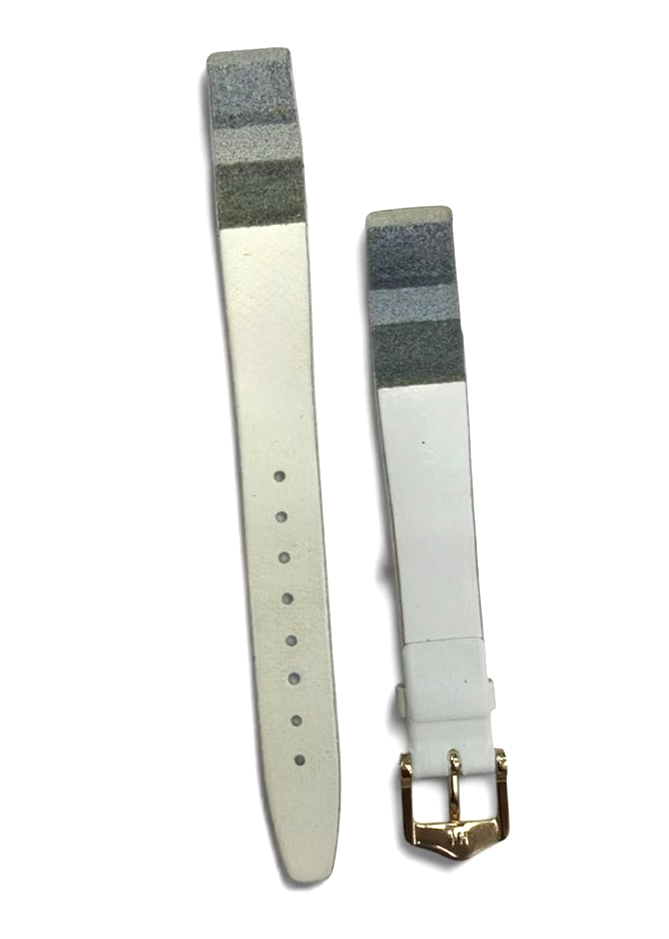 14 mm Genuine Leather Quality Calf White Flat Open-Ended Ladies Watch Band