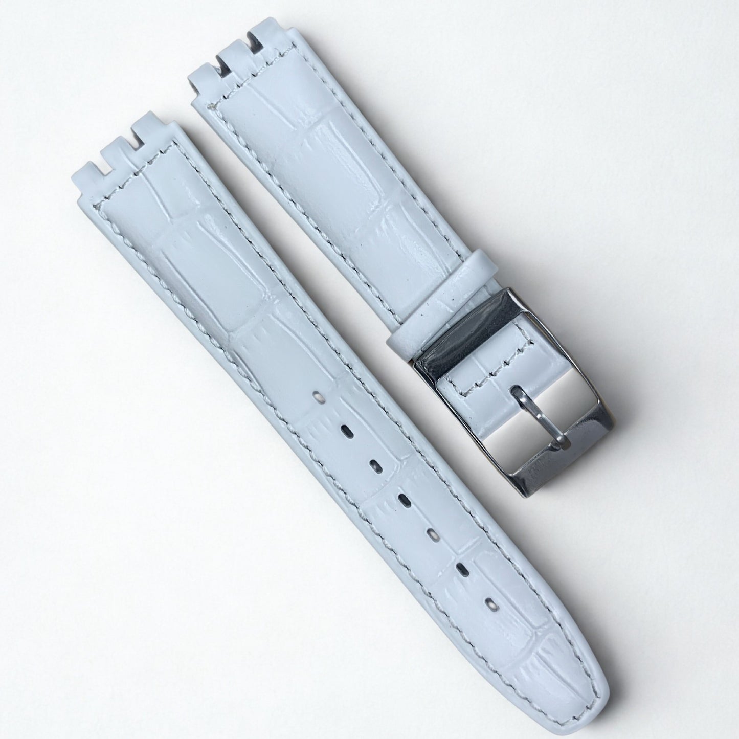 Genuine Leather 19mm White Leather Watch Bands - Swatch Watches Replacement Band