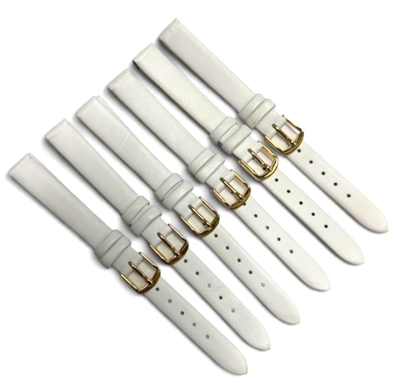 (set of 6)11mm white color Flat Genuine Leather Watch Band Strap
