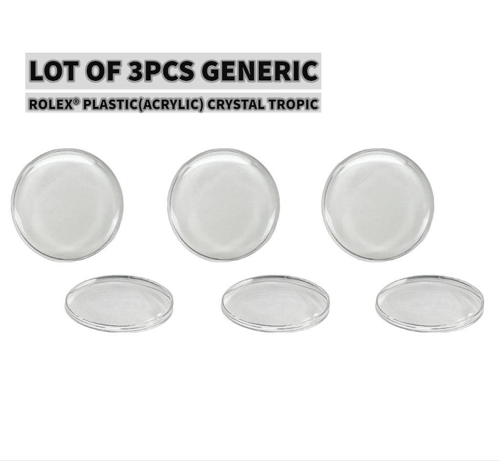 Lot of 3pcs Plastic(Acrylic) Watch Crystal FOR ROLEX TROPIC 12 Fit 9000 & Others