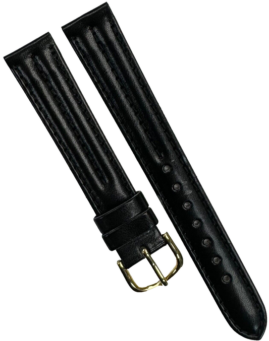 Unique Designed Watch Band Black Genuine Leather 16MM