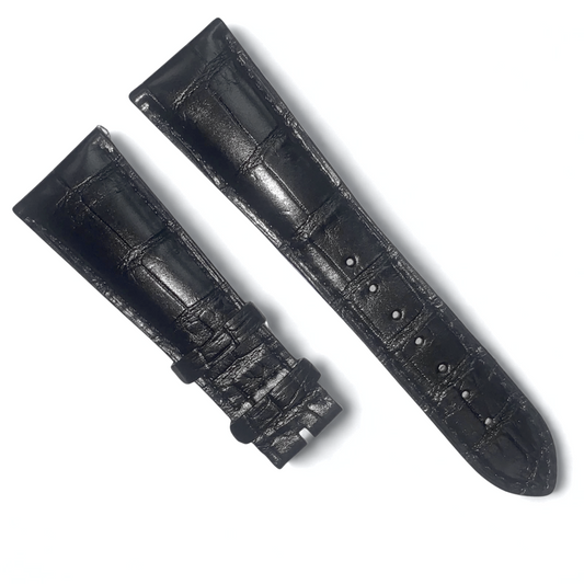 Real Genuine Alligator Leather Black Watch Band - 17mm x 14mm