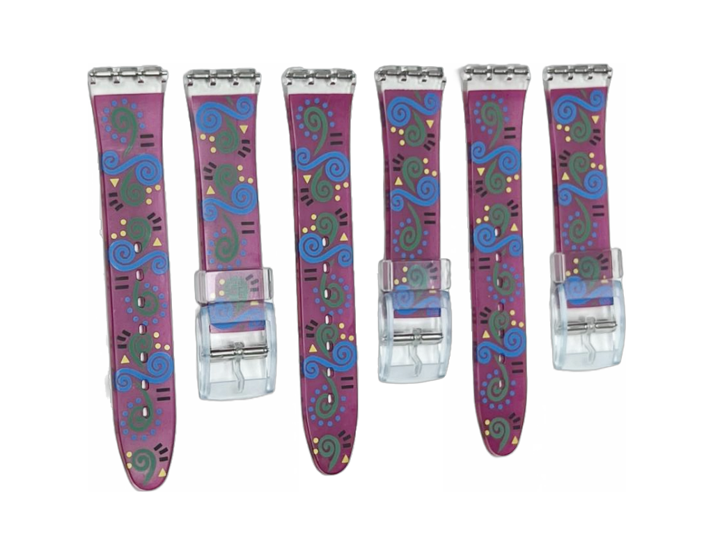 Plastic PVC Watch Band Strap Art Design Swatch Replacement Including Pins 17mm