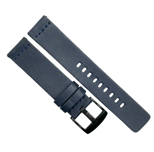 Flat Watch Bands, Blue Plain Genuine Leather 20MM to 24MM /Fits to MVD