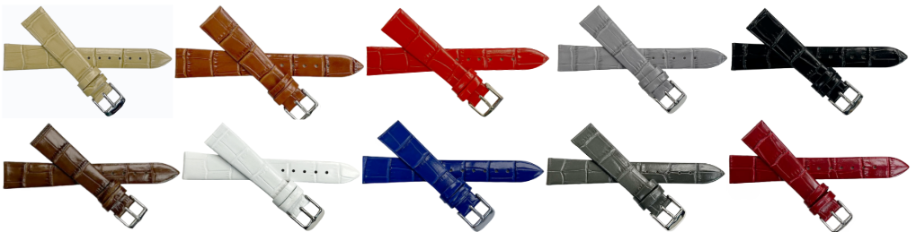 Multi-Color Leather Size (16✖14)mm Flat Unstitched Alligator Grain Watch Band