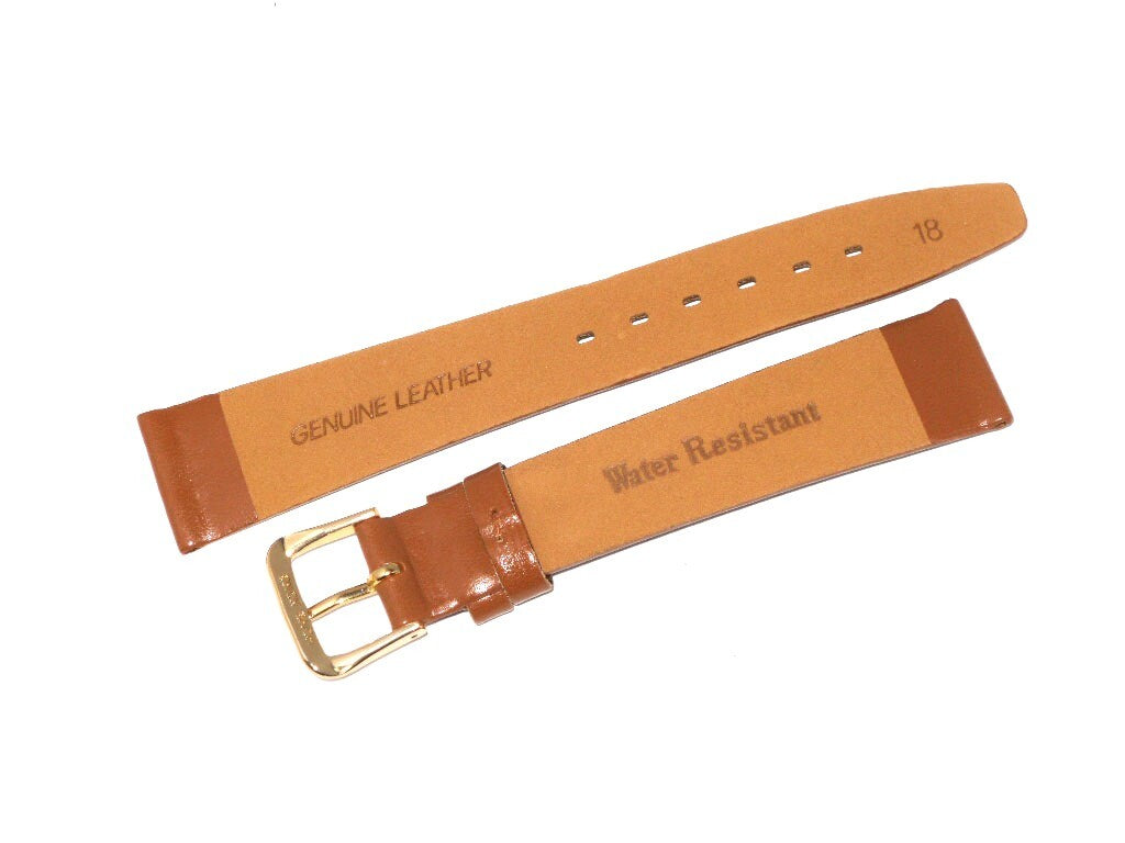 Lot of 6pc.Watch Bands Tan Genuine Leather Plain Flat 18mm( Super Quality)