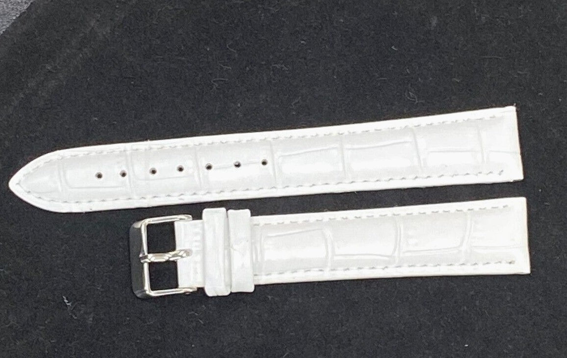Lot of 6 Watch Band Genuine Leather Alligator White(PADDED) 16,18,20,22,24mm XXL