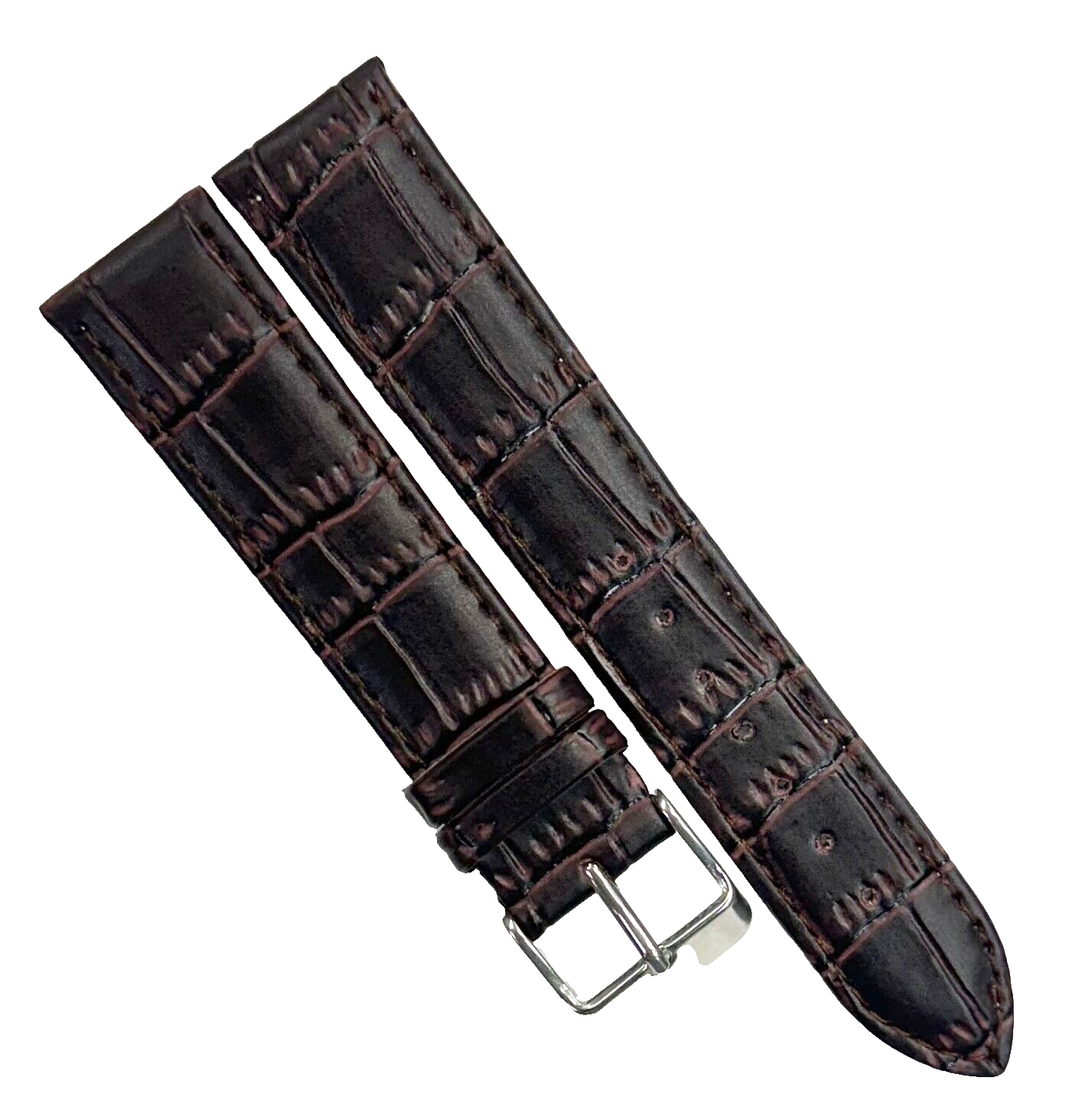Lot of 6 Watch Bands D.Brown Genuine Leather Alligator Grain Flat Stitch 16x14mm