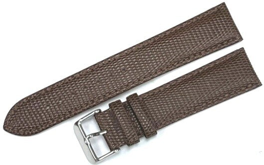 Quality Watch Band Brown  Genuine Leather Lizard Grain Padded 20mm X Long