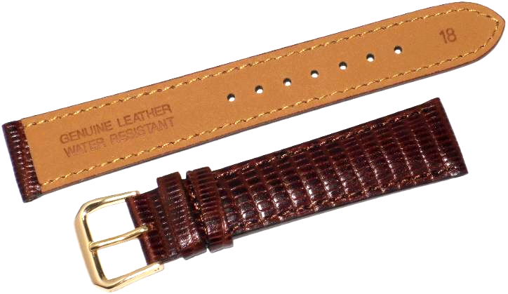 A1-Quality WATCH BAND BROWN GENUINE LEATHER LIZARD GRAIN 24MM