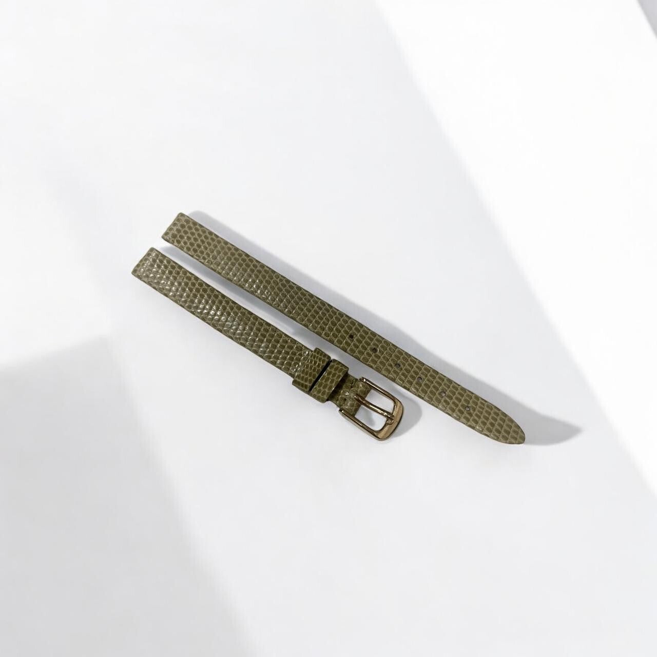 Watch Band Genuine Leather LIZARD SKIN ORIGINAL ,Stitch Less 7 INCHES GREE