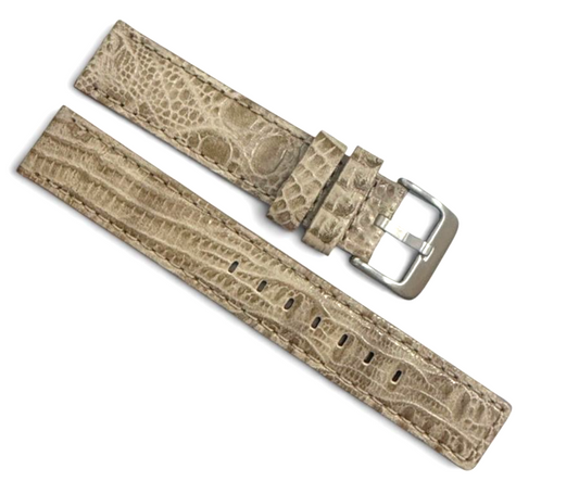 Beige color Engraved Leather Watch Strap Band -18mm