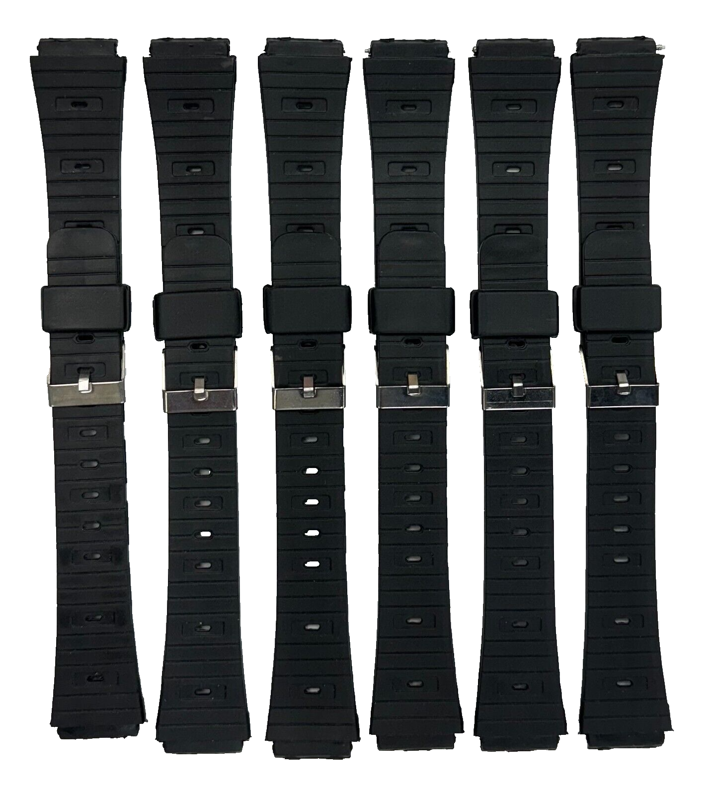 Lot Of 6, 18mm PVC Plastic Flat Watch Band Fit to CASIO & Other Watches