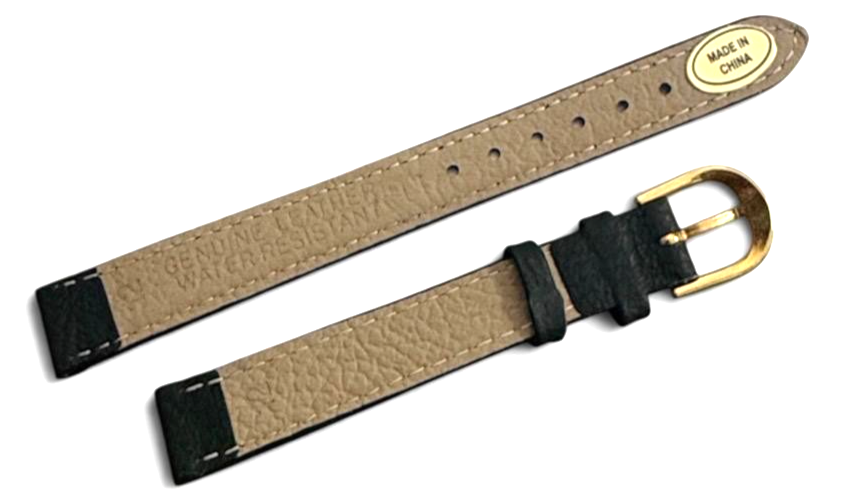 12mm Quality Genuine Leather FLAT Dark Green Color Watch Band