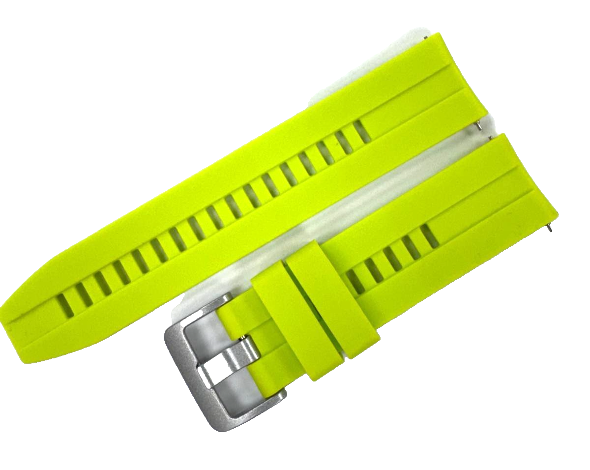 22 MM Rubber Silicone Sports Watch Band Quick Release Pin Neon Green Color