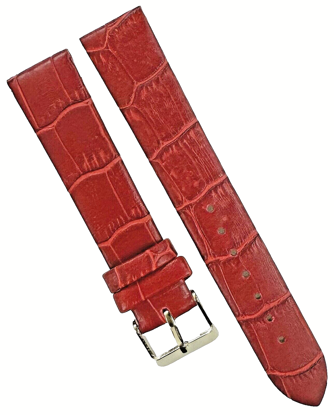lot of 6 Good Quality Watch Band 16MM Genuine Leather Red Alligator Grain Flat