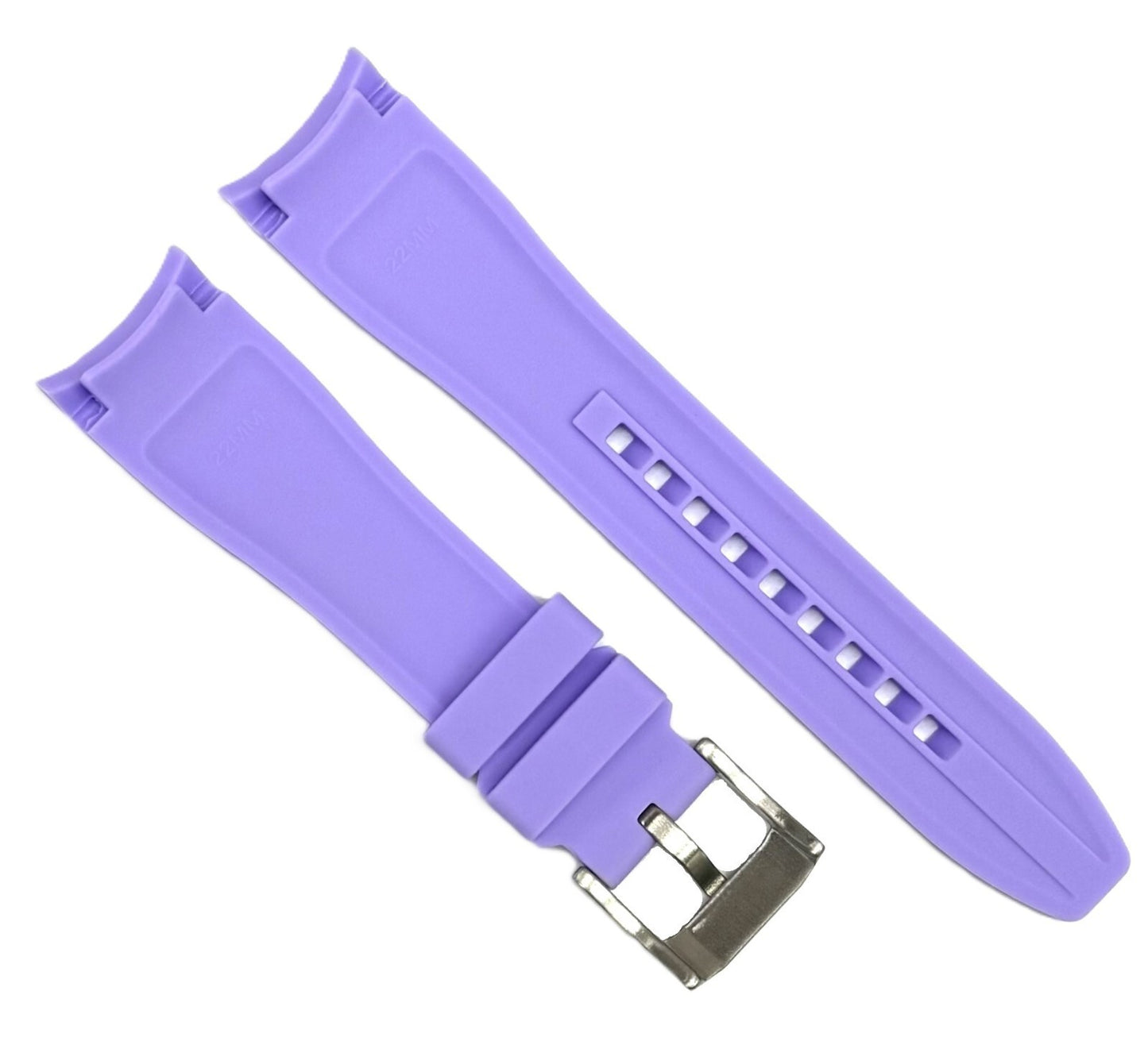 18-24mm Curved-End Lavender Purple Soft & Smooth Silicon Rubber Watch Band