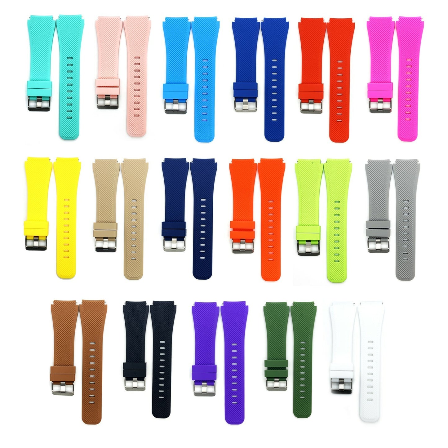 22 MM Rubber Silicone Male Opening Sports Watch Band 17 Colors Quick Release Pin