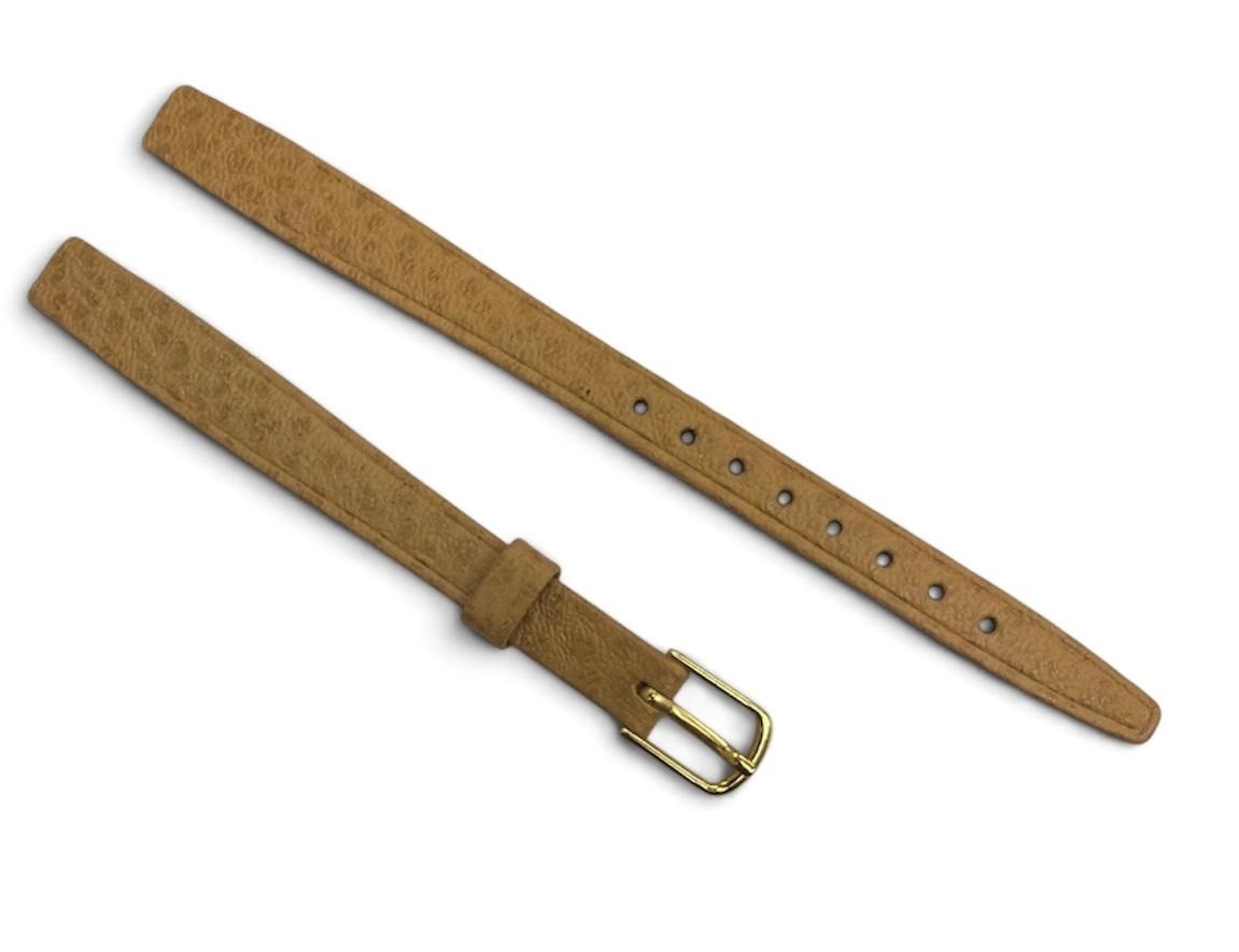 10mm Tan Brown Saddle Leather Tapered, open end Vintage Watch Band