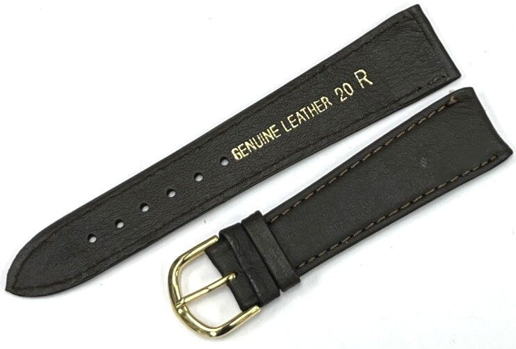 Watch Band Dark Brown Genuine Leather Flat,Stitches 20MM