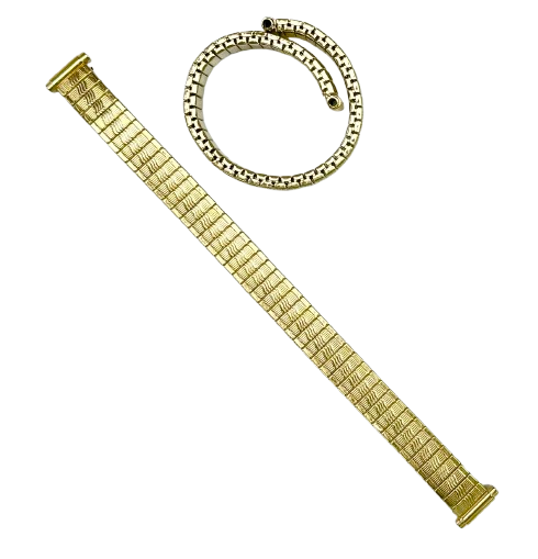 9-11MM Vintage Classic Style Textured Gold Color Stretch Band for Ladies Watches