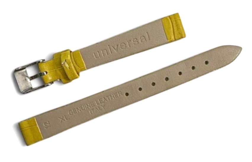 Watch Band Genuine Leather Alligator Grain Yellow Flat 12mmxl