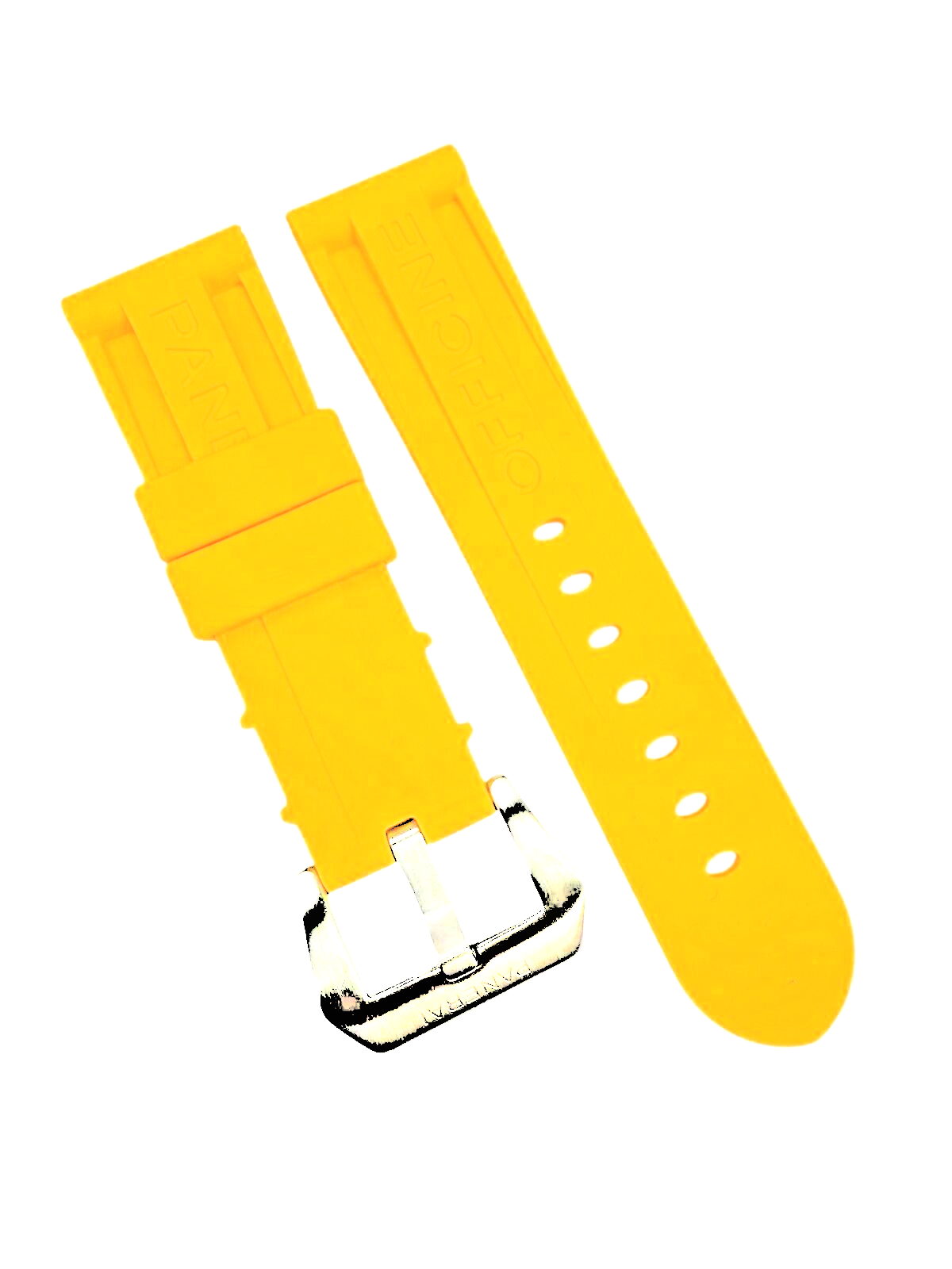 New Watch Band 24mm Rubber Strap BRIGHT  YELLOW Color for PANERAI OFFICIAL
