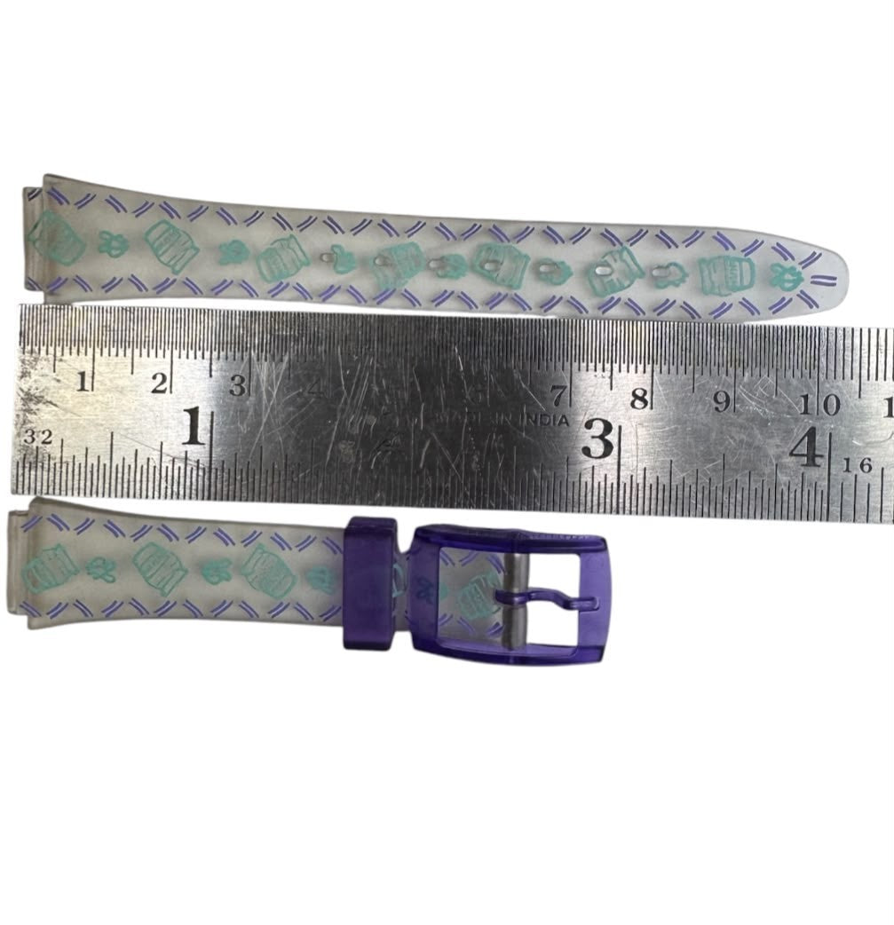13MM PVC PLASTIC WATCH BAND WINNIE THE POOH HONEY JAR DESIGN SEMI CLEAR  BAND