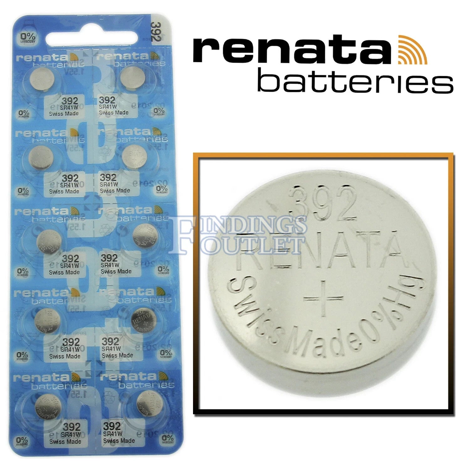 Ten (10)  Renata 392 Watch Battery SR41W SWISS MADE, 0% MERCURY