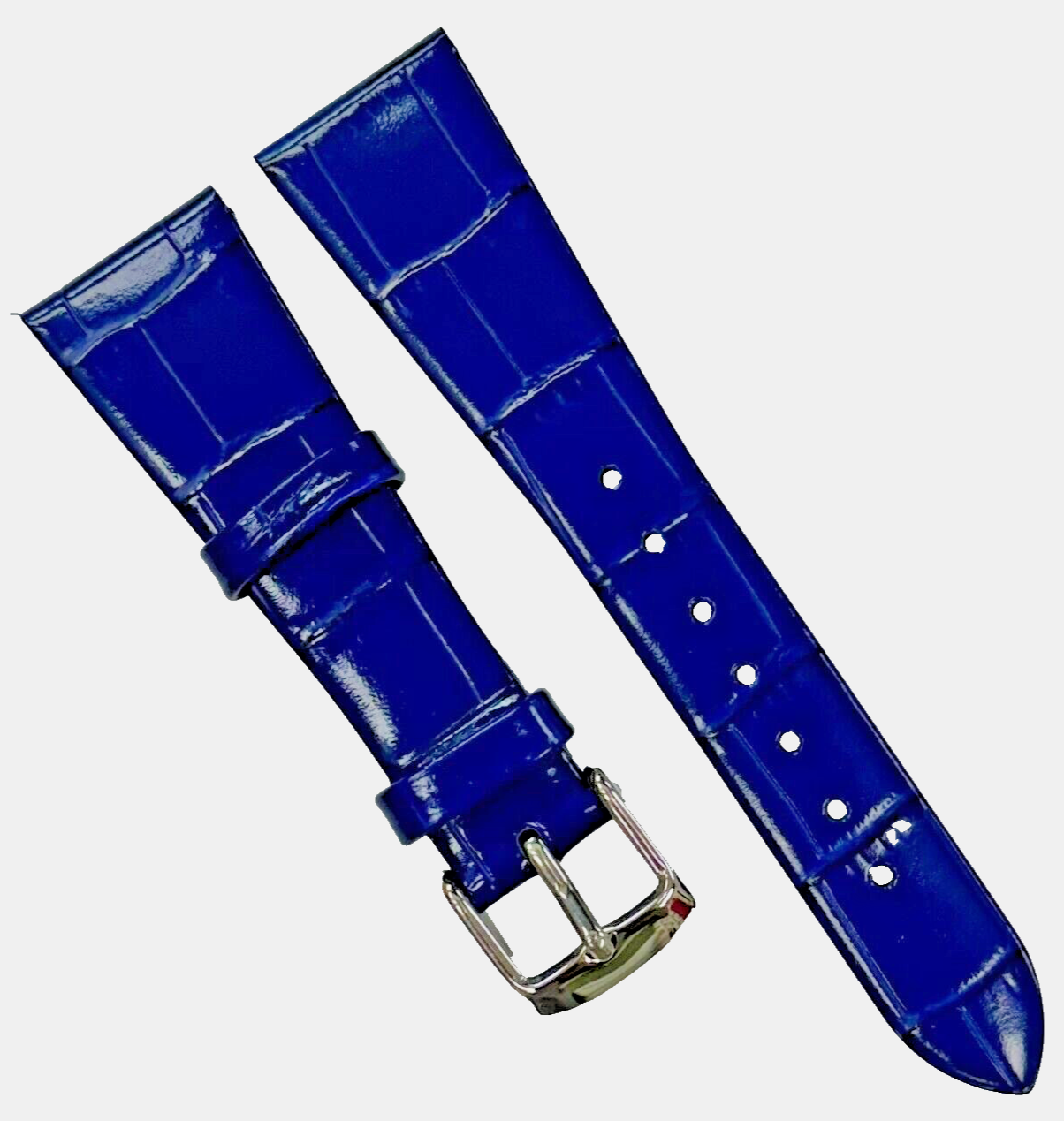 New Watch Band Short 20x14MM Genuine Leather D. Navy Alligator Grain Flat Slim