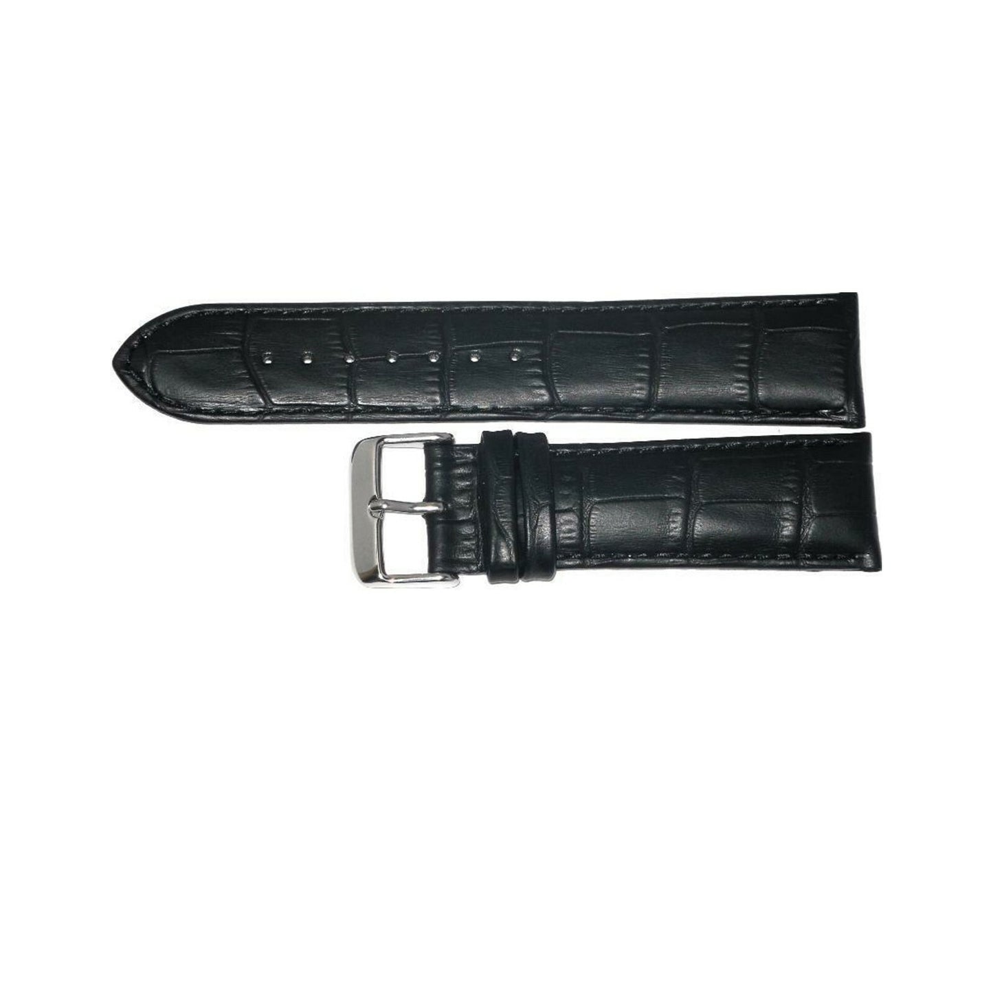 Watch Band Alligator Grain Black Padded High Quality Genuine Leather 18mm XXL