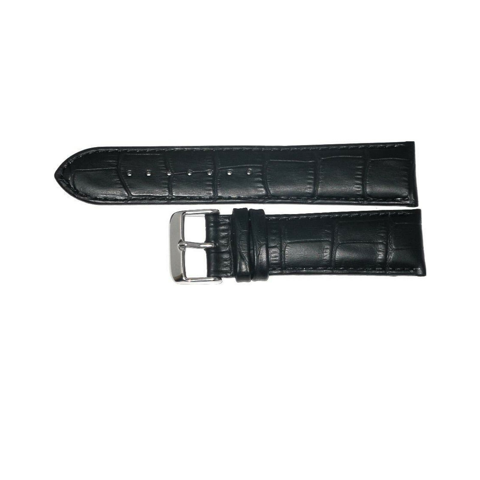 Watch Band Alligator Grain Black Padded High Quality Genuine Leather 18mm XXL