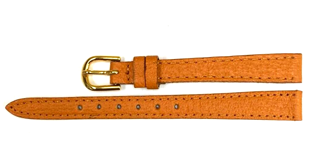 Watch Band TAN Color Genuine PIGSKIN Grain Flat, Stitched 10mm (A1 Quality)