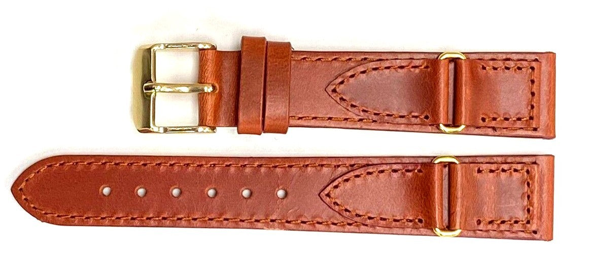 Watch Band Genuine Leather Plain With Stiches Of TAN Color Of Size 16,18,20mm