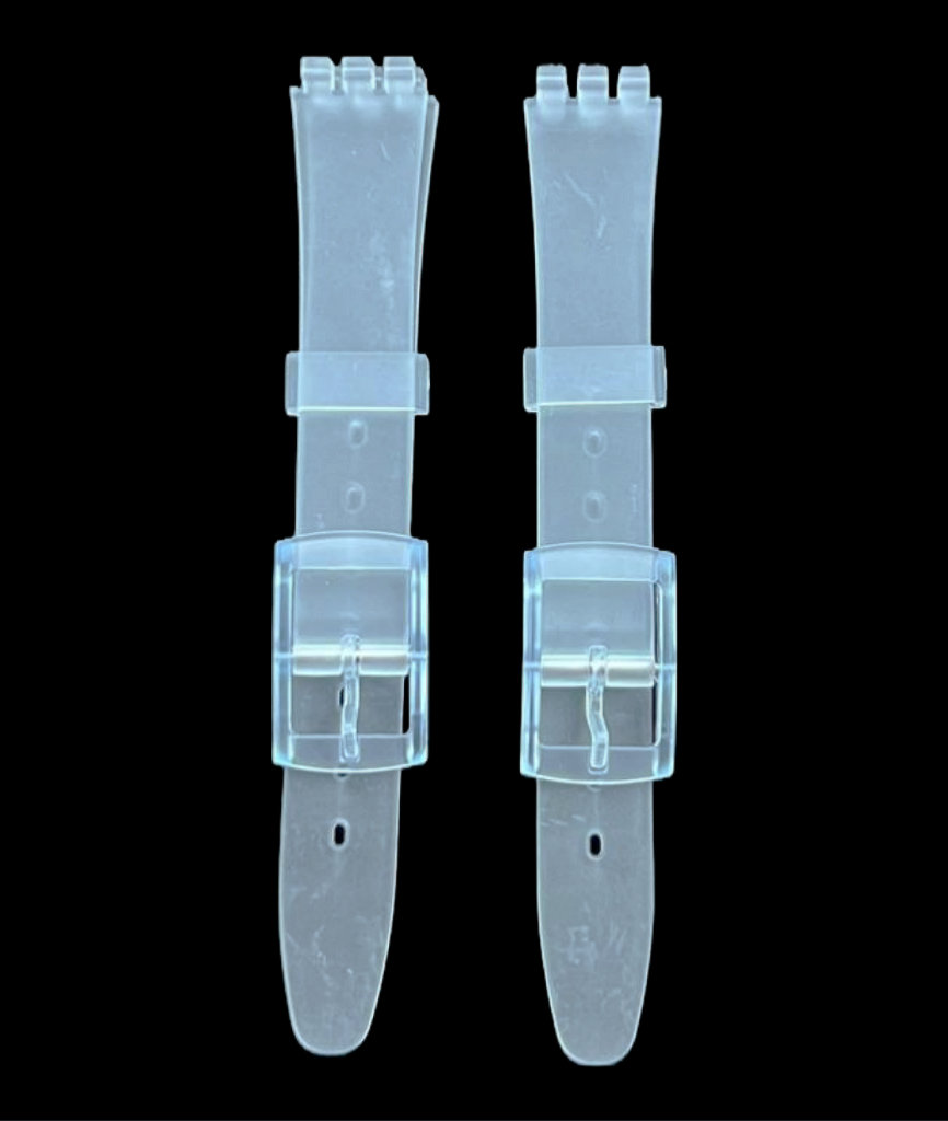 Swatch Replacement Plastic PVC Watch Band Flat Clear White without Pins 12mm