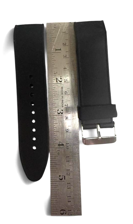 24mm Black Rubber Watch Band Premium Silicone Rubber Strap