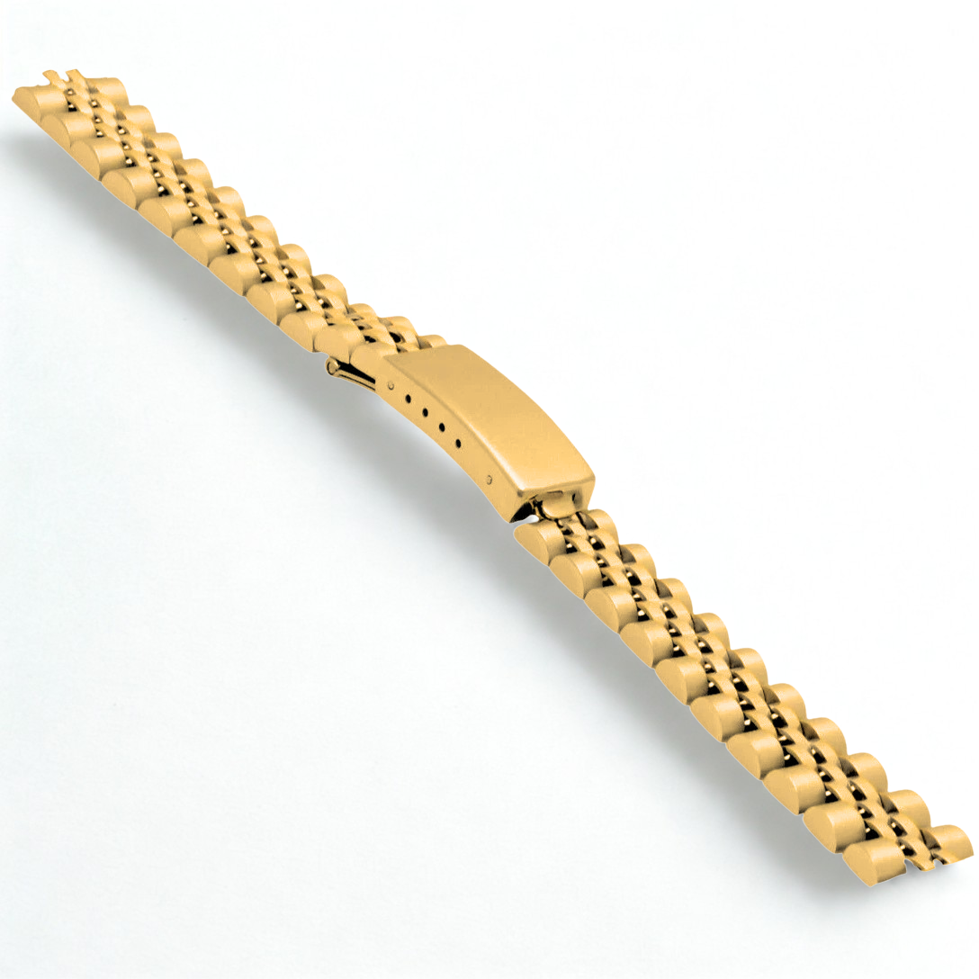 13mm Stainless Steel Watch Band – Gold w/ Fold‑Over Clasp | for Rolex Jubilee