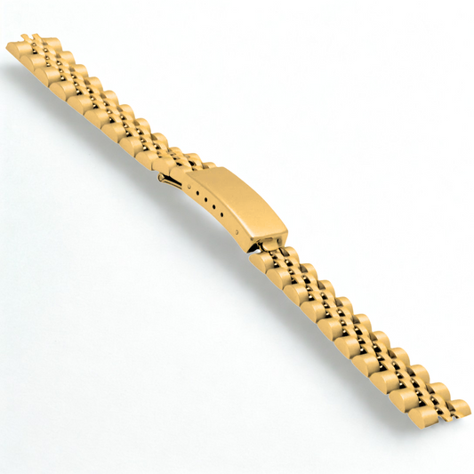 13mm Stainless Steel Watch Band – Gold w/ Fold‑Over Clasp | for Rolex Jubilee