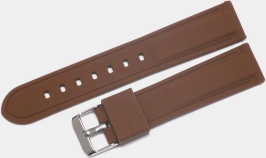 18MM Brown color Silicone watch Band silver Buckle with Spring Bar ,Best Quality