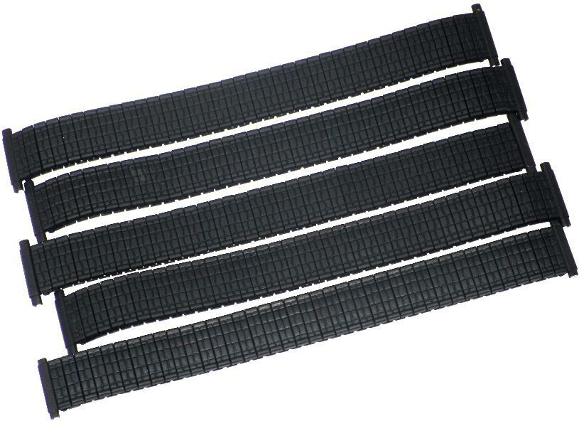 Lot of 5Pcs. Watch Bands Black Color Stretch Stainless Steel Fit 16mm to 22m